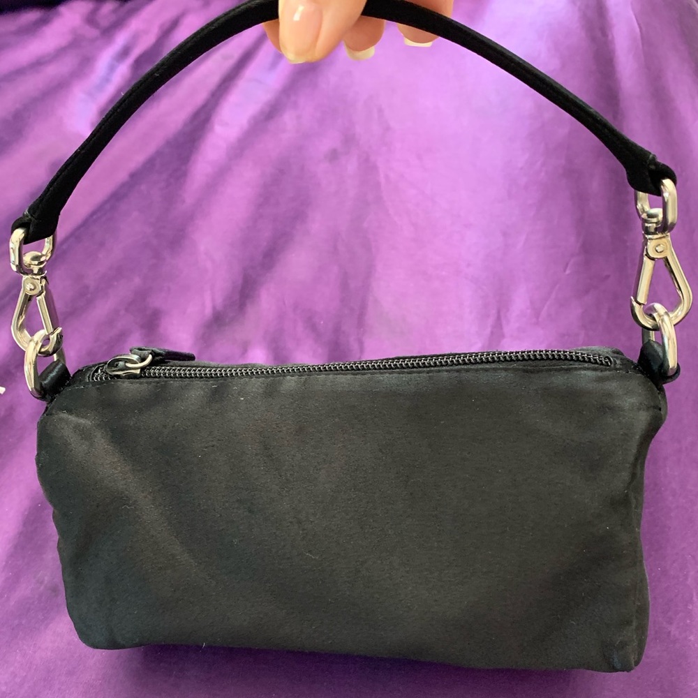 Prada small black satin evening bag
